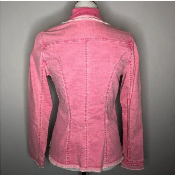 Z. Cavaricci Pink Distressed Denim Blazer Jacket Size Small - Picture 6 of 6